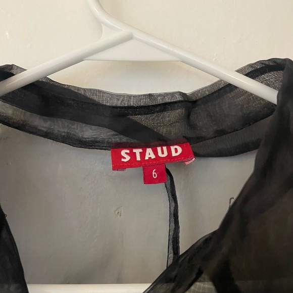 Staud Black Mesh Collared Blouse - Picture 4 of 6